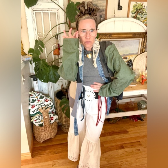 OOAK UPCYCLED Denim Levi’s Carhartt Patchwork Handmade Jacket ONE SIZE - Picture 2 of 7